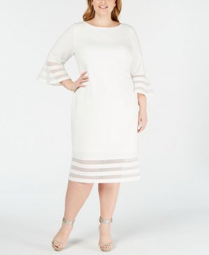Платье-футляр больших размеров в прозрачную полоску , тан/бежевый Calvin Klein
