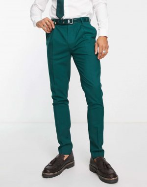 Лесно-зеленые брюки-скинни из шерсти премиум-класса Noak. Цвет: зеленый