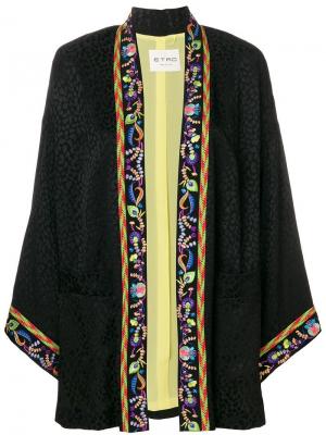 Накидка в стиле кимоно с вышивкой Etro. Цвет: черный