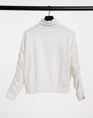 Кремовый свитер с присборенные рукавами -Белый Urban Bliss