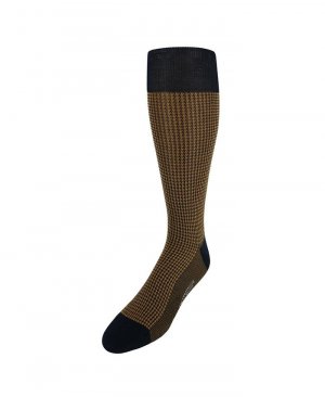 Мужские носки до середины икры из мерсеризованного хлопка Doyle с узором «гусиные лапки» TRAFALGAR, золото Trafalgar