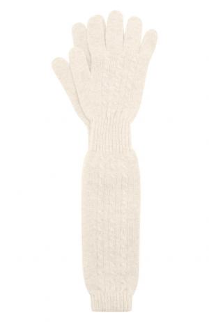 Удлиненные перчатки из кашемира Kashja` Cashmere. Цвет: белый
