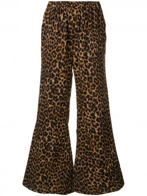 Расклешенные брюки с леопардовым принтом Mes Demoiselles. Цвет: коричневый
