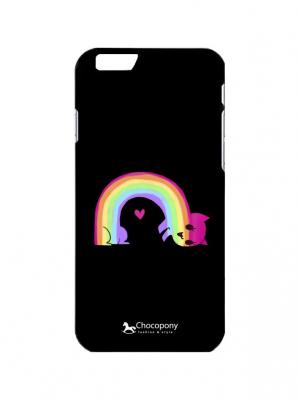 Чехол для iPhone 6/6s  Котенок-радуга Арт. Black6-119 Chocopony. Цвет: черный