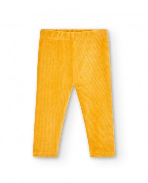 Базовые вельветовые леггинсы для девочек с эластичной резинкой на талии , желтый Boboli