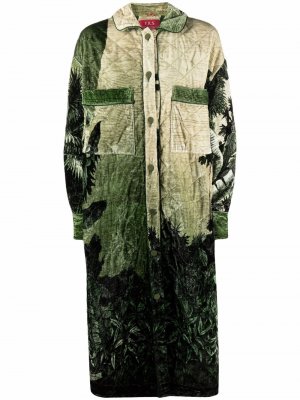 Пальто миди с графичным принтом F.R.S For Restless Sleepers. Цвет: зеленый