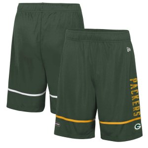 Мужские зеленые шорты для тренировок Green Bay Packers в сочетании с оригинальными тренировочными шортами Rusher New Era