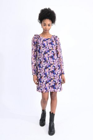 Короткое платье с длинными рукавами и принтом, фиолетовый Molly Bracken