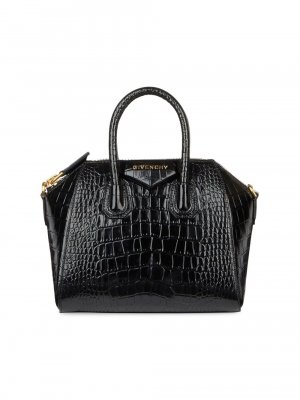 Мини-сумка Antigona из кожи с эффектом крокодила, черный Givenchy