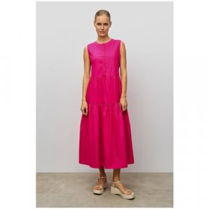 Платье , хлопок, повседневное, полуприлегающее, миди, размер 48, розовый Baon. Цвет: розовый
