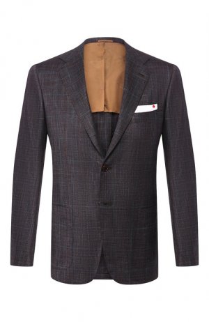 Пиджак из смеси шерсти и шелка Kiton. Цвет: коричневый