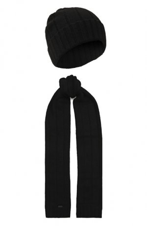 Комплект из шапки и шарфа HUGO. Цвет: чёрный