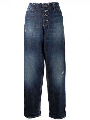 Широкие джинсы с необработанными краями Emporio Armani. Цвет: синий