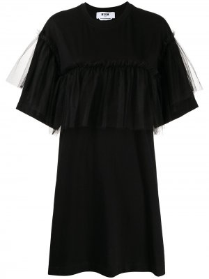 Платье-рубашка с оборками MSGM. Цвет: черный