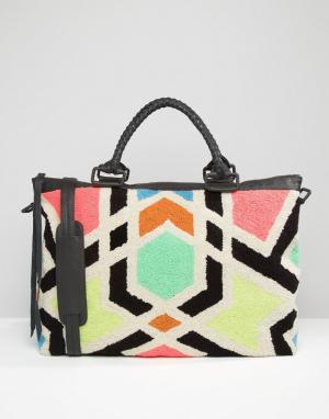 Дорожная сумка с мозаичной вышивкой Avalon Cleobella. Цвет: мульти