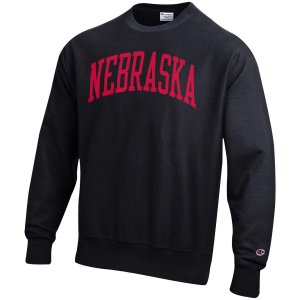 Мужской черный пуловер Nebraska Huskers Arch обратного переплетения свитшот Champion