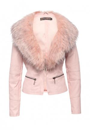 Куртка кожаная QED London. Цвет: розовый