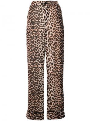 Прямые брюки с леопардовым принтом Ganni