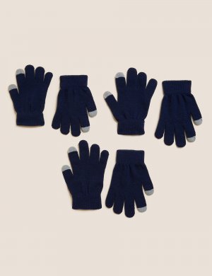 Детские перчатки 3 шт. , темно-синий Marks & Spencer