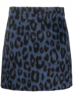Фетровая юбка мини с леопардовым принтом Andamane. Цвет: синий