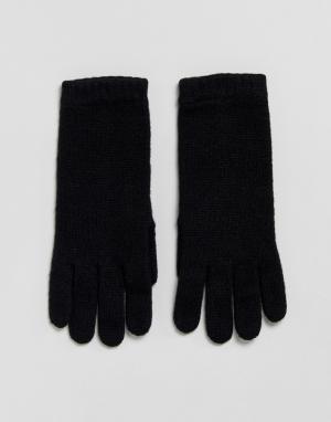 Черные перчатки из 100% кашемира Johnstons of Elgin. Цвет: черный