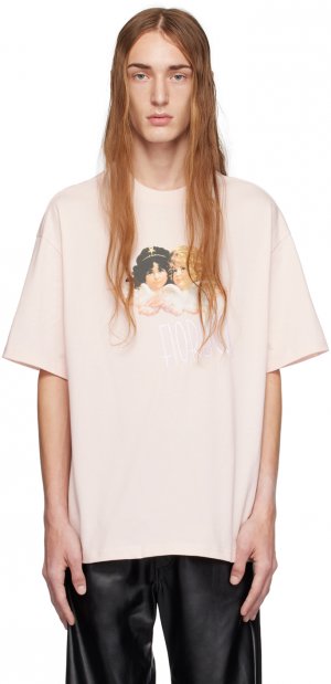 Розовая футболка с ангелами Fiorucci