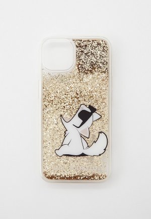 Чехол для iPhone Karl Lagerfeld 13, Liquid glitter Choupette Fun Gold. Цвет: золотой