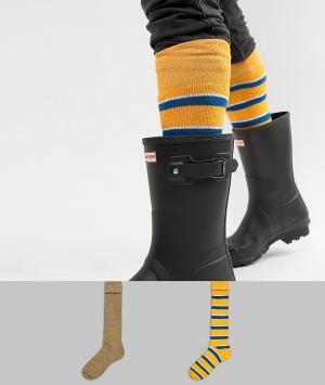 Набор из 2 пар фестивальных носков под резиновые сапоги в полоску ASOS DESIGN. Цвет: мульти