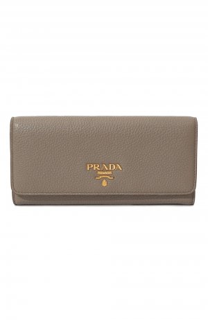 Кожаный кошелек Prada. Цвет: бежевый