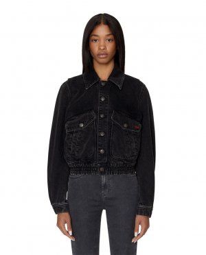 Однотонная женская джинсовая куртка на пуговицах , черный Diesel. Цвет: черный