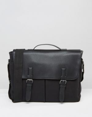 Парусиновый портфель с карманами спереди ASOS. Цвет: черный
