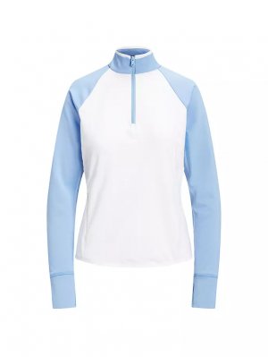 Футболка-пуловер из джерси с молнией в четверть , цвет ceramic white blue lagoon Rlx Ralph Lauren