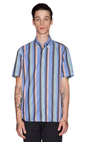 Рубашка в полоску с застёжкой на пуговицы archive awning Gitman Vintage. Цвет: синий
