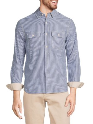 Полосатая рабочая рубашка с длинным рукавом , цвет Blue White Alex Mill