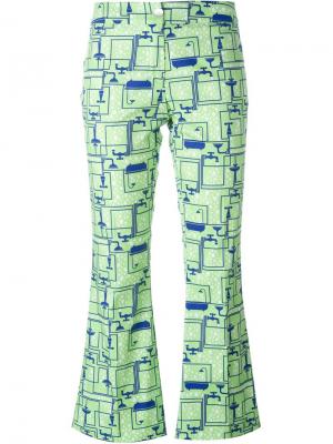 Расклешенные брюки с принтом Ultràchic. Цвет: зелёный