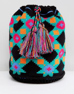 Тканый рюкзак Wayuu Jardin Del Cielo. Цвет: синий