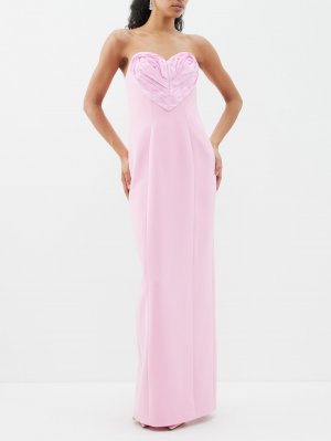 Атласное платье без бретелек в форме сердца , розовый Carolina Herrera
