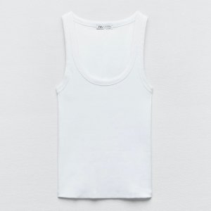 Майка Zara Ribbed Strappy Vest, белый