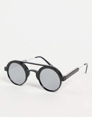 Черные очки в стиле унисекс с круглыми зеркальными линзами Ambient-Черный цвет Spitfire