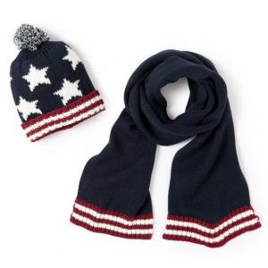 Комплект шарф и шапка R kids. Цвет: синий/белый