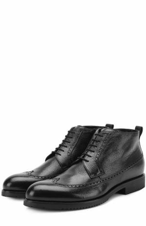 Кожаные ботинки на шнуровке с брогированием Aldo Brue. Цвет: черный