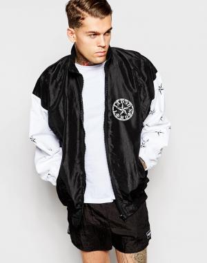 Спортивная oversize‑куртка с принтом звезд на рукавах Jaded London. Цвет: черный