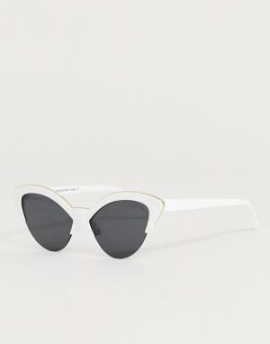 Солнцезащитные очки кошачий глаз белого цвета SVNX-Белый 7X