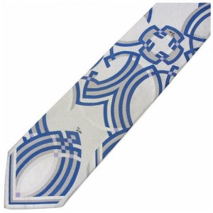 Светло-серый галстук с синим узором 815252 Emilio Pucci. Цвет: серый