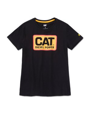 Женская футболка CAT Diesel Power, черный/оранжевый