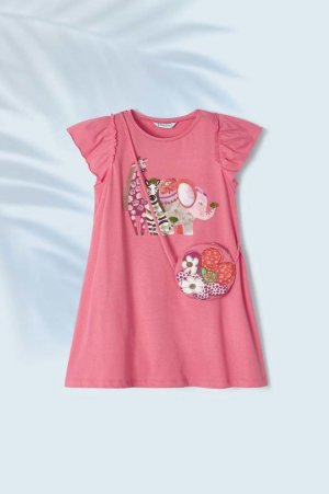 Платье для маленькой девочки с сумкой , розовый Mayoral