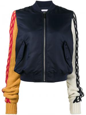 Куртка-бомбер с трикотажными рукавами JW Anderson. Цвет: синий
