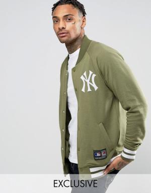 Флисовая университетская куртка Yankees эксклюзивно для ASOS Majestic. Цвет: зеленый