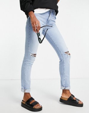 Рваные прямые джинсы светлого цвета с завышенной талией Levis 724™-Голубой Levi's