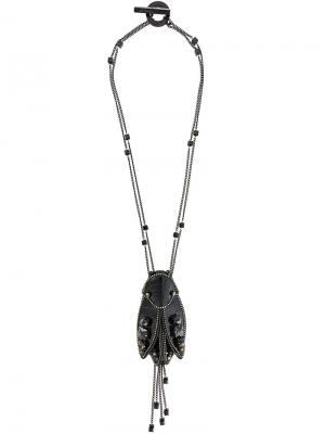 Массивное ожерелье с подвеской Giorgio Armani Vintage. Цвет: чёрный